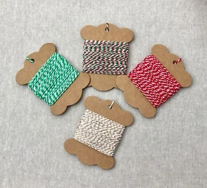 10m Christmas Bakers Twine on Kraft Card Bobbin - Red Green Gold Twine Packaging - Picture 1 of 5
