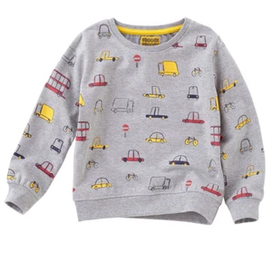Boys Vroom! Trucks Cars Buses Printed Sweatshirt Novelty Character Printed Grey - Picture 1 of 2