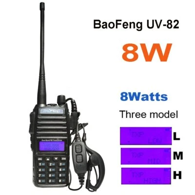 Baofeng UV-82 8W 10KM  Powerful Walkie Talkie Portable CB Vhf/uhf Two Way Radio - Image 1 of 4