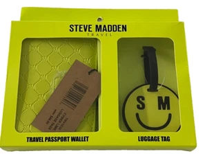 Steve Madden Passport Wallet & Luggage Tag Set, Cyber Lime - Picture 1 of 8