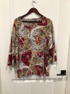 Nuevo sin etiquetas JM Collections Mujer 3X Top Multicolor Manga 3/4 Cuello en V - Imagen 1 de 3