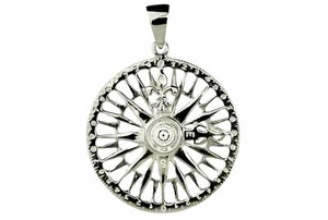 SILBERMOOS Ladies Men's Pendant Compass Nautic Windrose 925 Sterling Silver - Picture 1 of 4