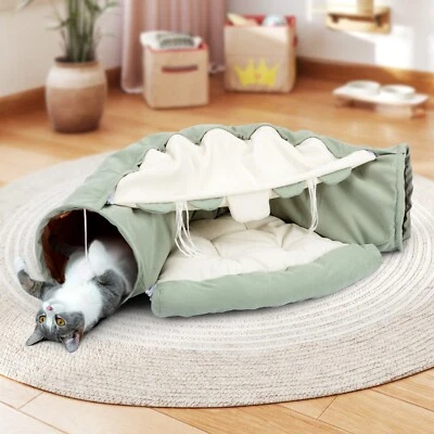COZIWOW Cat Tunnel Bed 2-in-1 Cat Tunnel for Indoor Cats Collapsible Cat Cave - Image 1 of 4