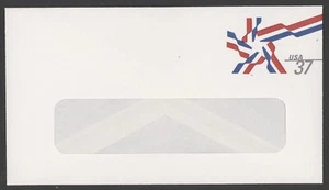 U649 37c Red & Blue Star Ribbon Stamped Envelope, Windowed Size #6 Mint Entire - Picture 1 of 1