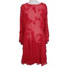 Mare Mare Amal Textured Mini Dress Embroidered Oversized Red Womens Size Xs