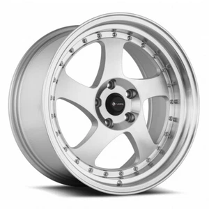18x9 Vors VR2 5x110 +35 Silver Machine Chrome Rivet Wheels (Set of 4) - Picture 1 of 3