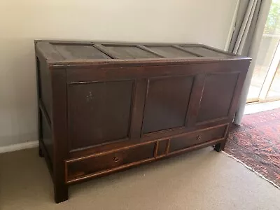 ANTIQUE GEORGIAN OAK COFFER - Large CHEST - TRUNK Two Drawers • 795$