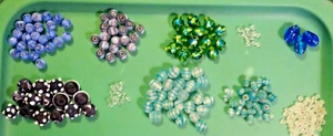 130x 🔥LAMPWORK GLASS🔥 Beads 8mm Round Violet Blue Green Swirl Black and White - Picture 1 of 14
