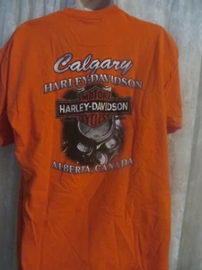 HARLEY DAVIDSON SHIRT Tee XL Orange Calgary 2008 Life Begins When You Get One - Picture 1 of 3