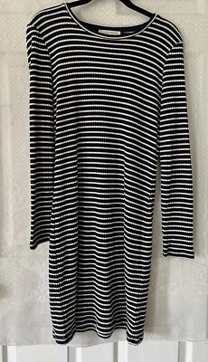 Michael Michael Kors Long Sleeve Knit Striped  Sweater Dress Large L Foto 1 de 4