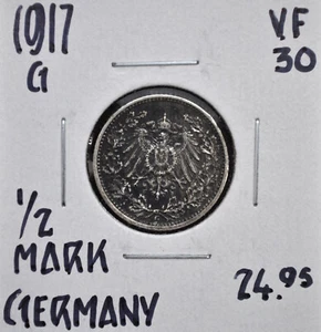 1917-G Germany 1/2 Mark - Picture 1 of 2