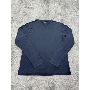 Vintage Nike Sweatshirt Womens Large Black Center Swoosh V Neck 90s Y2K Sweater - Picture 1 of 12