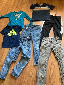 Bulk lot of 7 boys pants and shirts bulk set sizes 10-12 - Picture 1 of 4