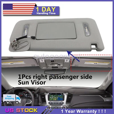 Parasol gris del lado derecho del pasajero con luz para Cadillac Chevrolet GMC 15-19 Foto 1 de 4