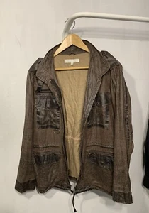Vintage AllSaints Linen M65 Jacket Brown Jacket y2k For Womens Size L Military - Picture 1 of 10