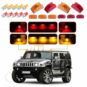 10x Amber/red Roof Cab Marker Light w/5050 LED Bulbs for 03-09 Hummer H2 SUV SUT - Picture 1 of 10
