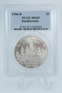 1996-D PCGS MS69 Smithsonian Commemorative Silver Dollar Business Strike $1 - Picture 1 of 2