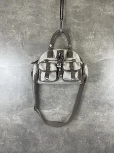 George Gina & Lucy Shoulder No No Bag Grey Nylon Canvas Utility Style Y2K GG&L - Picture 1 of 17