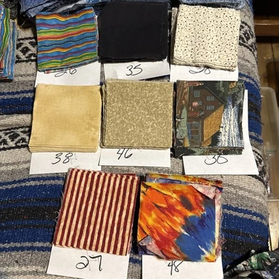 Random 270  Cotton Fabric Squares 4 " X 4 " Lot Of  270 - Image 1 of 4