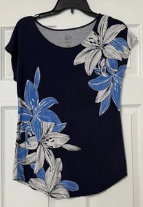 Westport 1962 W62 Womens Navy and White Flower Blouse with Sequins Size S - Bild 1 von 7