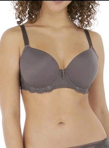 Freya Expression Demi Plunge Bra 5490 Underwired Molded Purple Gray US 28K NEW - Picture 1 of 10