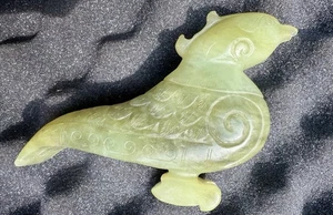 Estate Antique / Vintage Chinese Carved Green Jade Bird 205.7 Gram - 3.5” Tall - Picture 1 of 16