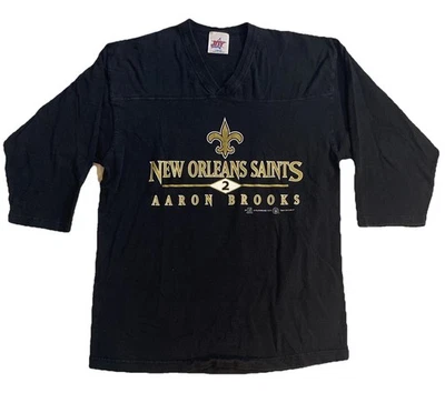 Camiseta De Colección 2000 Y2K Aaron Brooks Manga 3/4 Cuello en V NFLP New Orleans Saints Foto 1 de 4