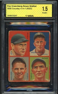 Goudey 1935 # 8F Hank Greenberg Tigers MBA 1,5 FR+ 546831 (tarjetas aéreas) Foto 1 de 2