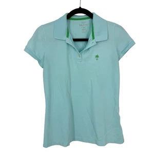 Lilly Pulitzer Island Poloshirt Gr. Medium Kurzarm Hell Aqua Blau Prepp - Bild 1 von 8