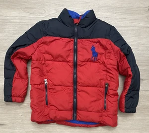 Polo Ralph Lauren Boy Puffer Jacket red blue winter size 6 pockets big pony - Picture 1 of 9