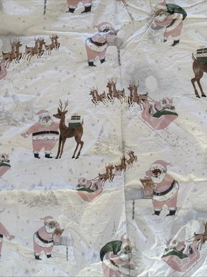 POTTERY BARN KIDS BLUSH HERITAGE SANTA ORGANIC COTTON SHEET SET TWIN No Pillow - Image 1 of 4