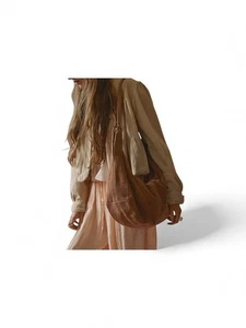 Free People Roma Suede Tote Bag In Rust Top Zipper Closure - Picture 1 of 10