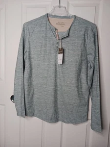 Eco Green Recycled Fabric Soft Light Gray Henley Neckline Medium NWT Long Sleeve - Picture 1 of 9