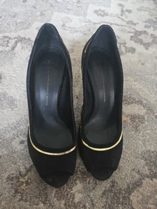 giuseppe zanotti - Sz 39 Open Toe Couio Luxury Heels / Elegant Style Gold Trim - Bild 1 von 10