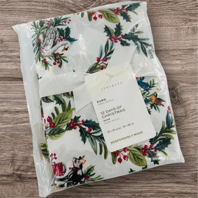 Pottery Barn 12 Days Of Christmas Euro Sham 100% Cotton 26x26” Holiday NWT - Image 1 of 4