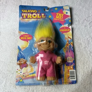 Toymax Talking Troll 1992 en caja ropa rosa pelo amarillo raro sin batería nuevo - Imagen 1 de 3
