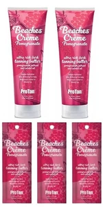 Beaches & Creme Pomegranate Sunbed Tanning Lotion 2 Bottle Deal + 3 Free pkts - Picture 1 of 3