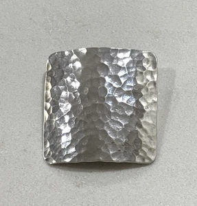 Colgante cuadrado martillado grande de plata de ley 925 de colección firmado SX México - Imagen 1 de 7