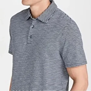 Vince Herren 100 % Baumwolle Noppen Streifen Kurzarm Polo in Schwarz und Weiß Größe XL - Bild 1 von 5