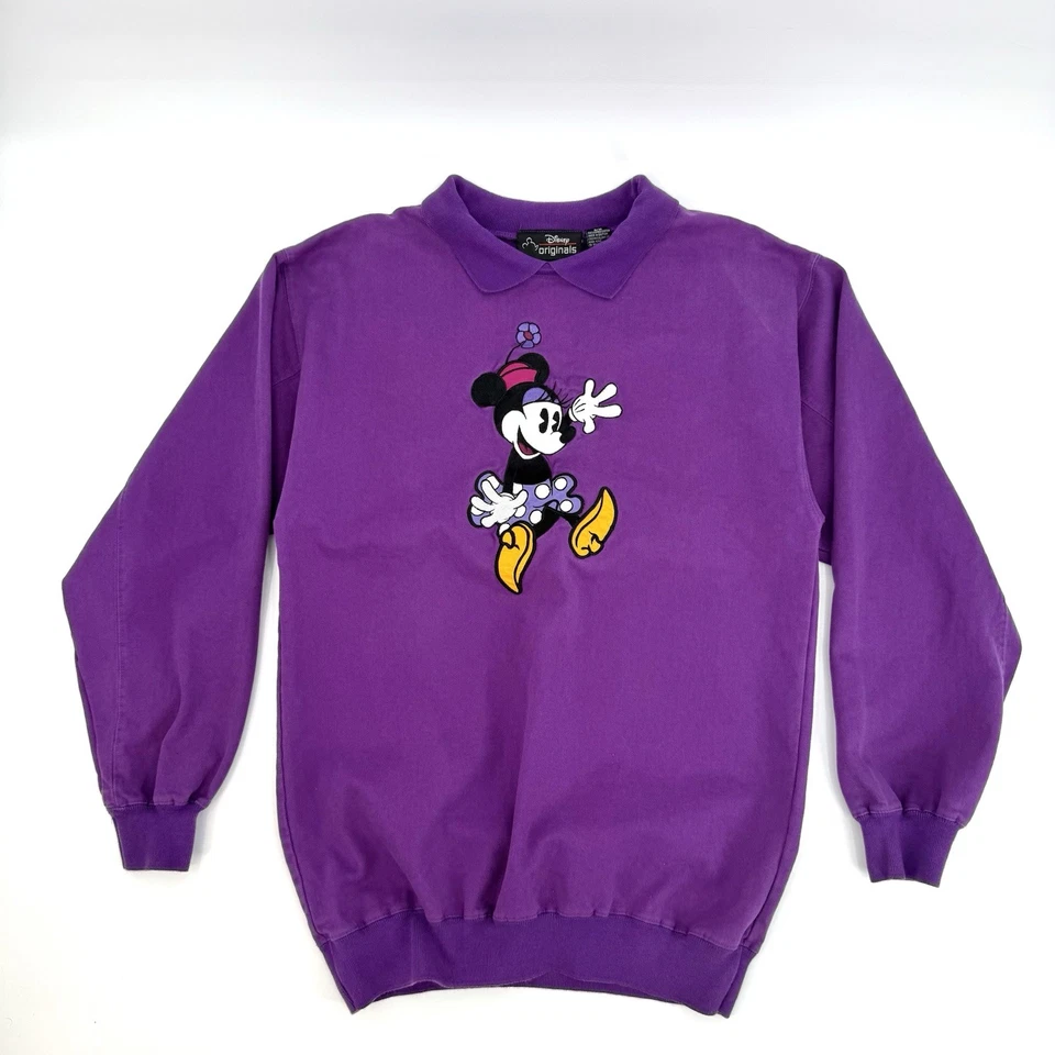 Moletom jeans feminino vintage Disney Originals colarinho roxo pequeno/médio anos 90 - Imagem 1 de 4