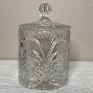 Vintage Crystal Clear Industries Madrid Crystal Biscuit Jar w/ Lid - Picture 1 of 11