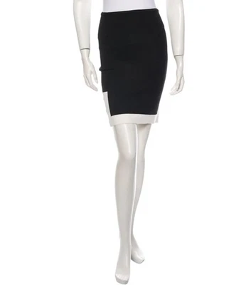 Falda lápiz Alexander Wang elástica negra blanca geométrica talla pequeña Foto 1 de 4