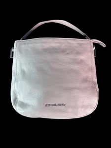 Michael Kors Shoulder Bag Womens Gray Pebbled Leather Hobo Purse Silver Hardware - Picture 1 of 16