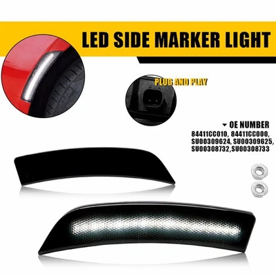 2X Smoked White LED Fender Side Marker Lights For 2022-up Toyota GR86 Subaru BRZ - Image 1 of 4