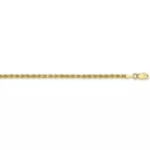 Real 10kt Yellow Gold 2.5mm Semi-solid Diamond Cut Rope Chain - Picture 1 of 3