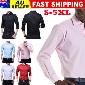 Mens Shirt Top Business Long Sleeve Formal Office Wedding Shirts S-5XL - Picture 1 of 19