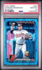 2024 TOPPS 450 GUNNAR HENDERSON BLUE FOIL PSA 10 - Picture 1 of 2