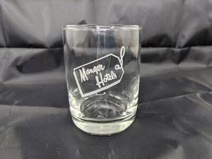Manger Hotels Water Glass Cup White Letters - Picture 1 of 4