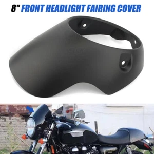ABS 8" Front Headlight Fairing Cover For Cafe Racer Bobber Chopper Honda Black - Picture 1 of 9