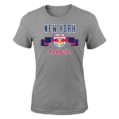 New York Red Bulls Adidas MLS Youth Grey "Middle Logo Scarf" T-Shirt Cover